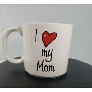 Vintage Russ Berrie I Love My Mom Mug Cup White Ceramic Made in Phillippines